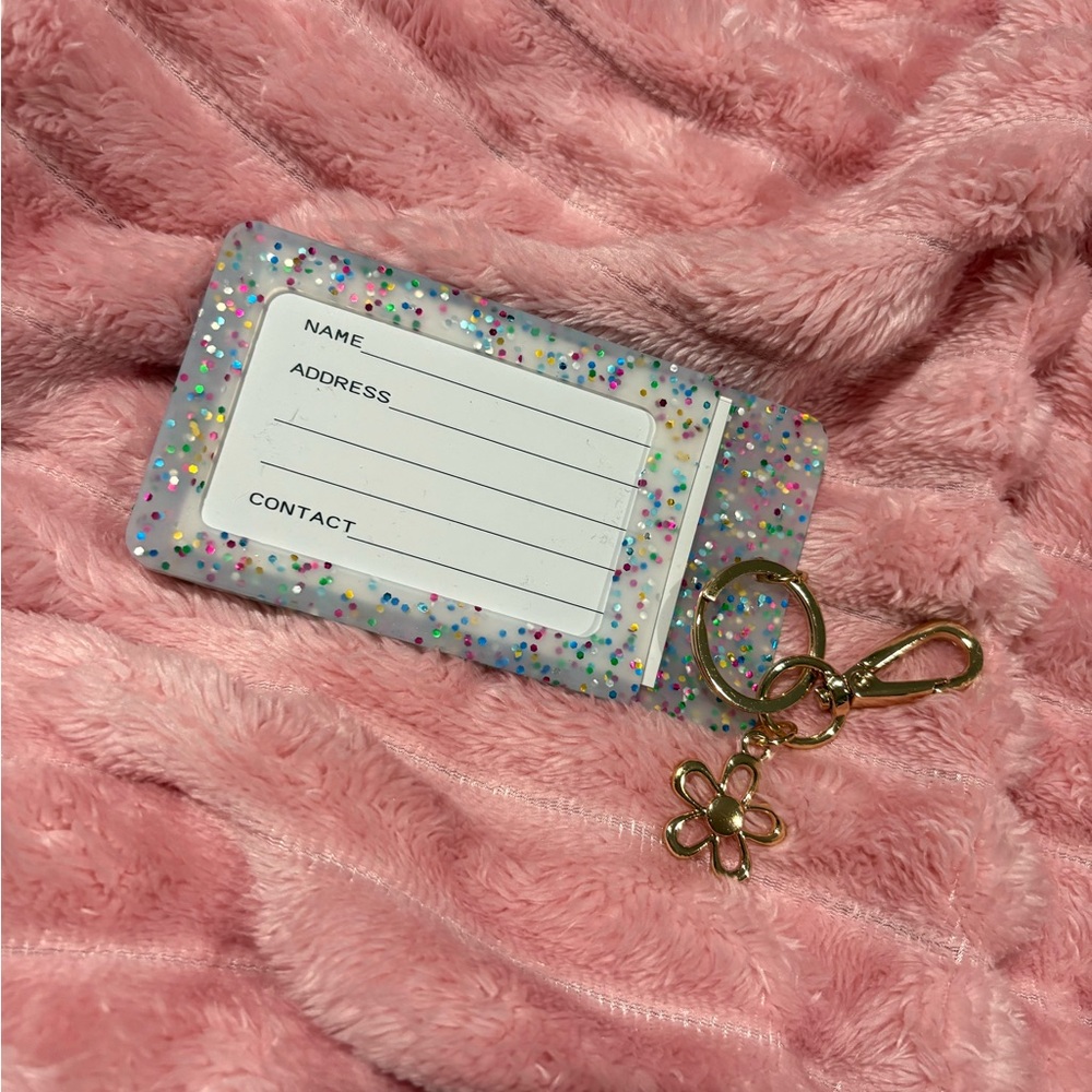C.C. Boutique Glitter Key & Card Holder with Gold Accents